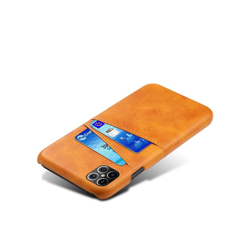 KSQ PU Leather Coated PC Shell with Double Card Slots for iPhone 12 Pro Max 6.7 inch - Orange-4