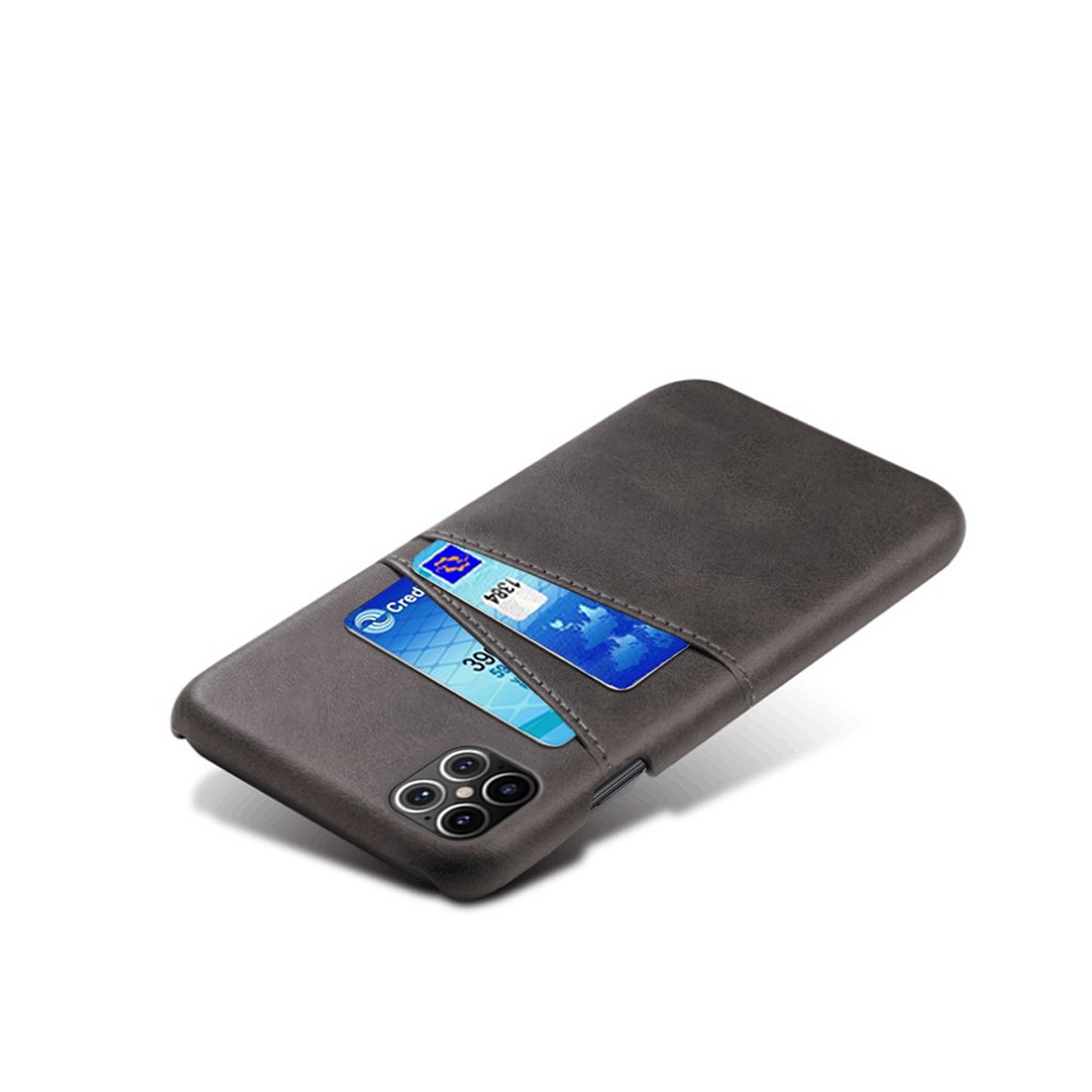 KSQ PU Leather Coated PC Shell with Double Card Slots for iPhone 12 Pro Max 6.7 inch - Black-4