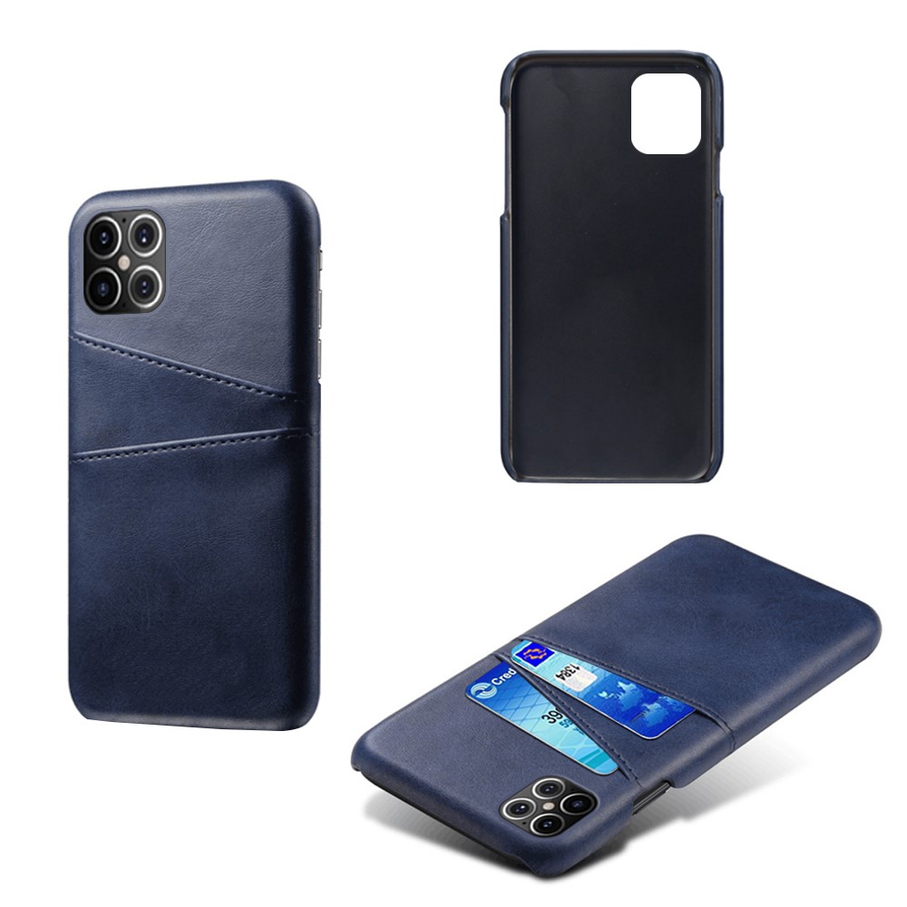 KSQ PU Leather Coated PC Shell with Double Card Slots for iPhone 12 Pro Max 6.7 inch - Dark Blue-2