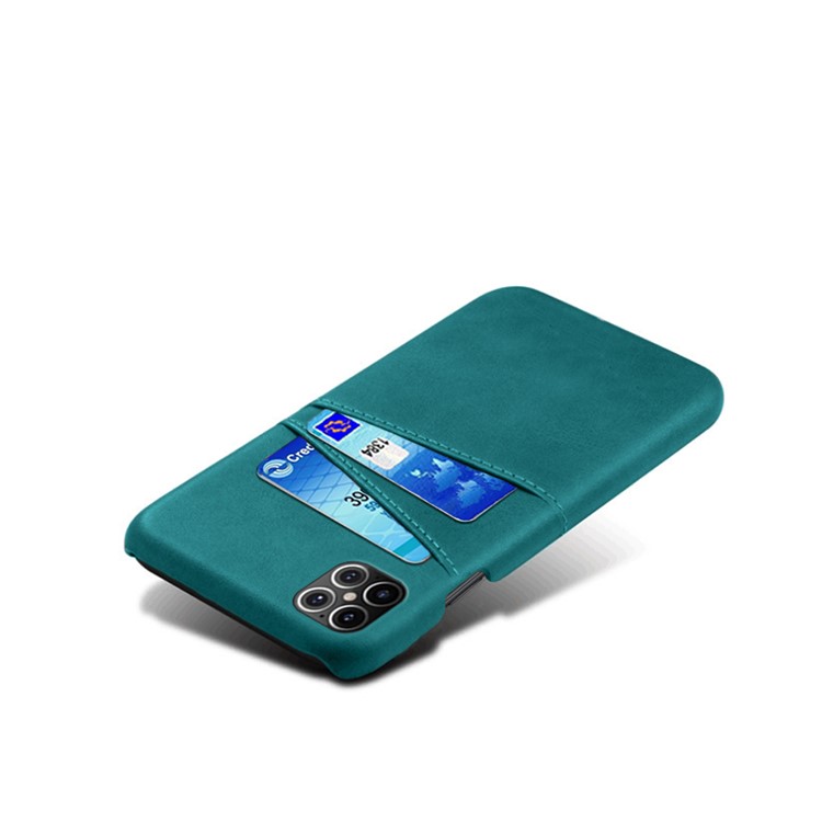 KSQ PU Leather Coated PC Shell with Double Card Slots for iPhone 12 Pro Max 6.7 inch - Cyan-4