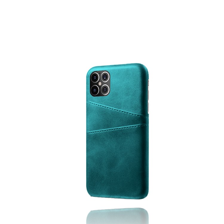 KSQ PU Leather Coated PC Shell with Double Card Slots for iPhone 12 Pro Max 6.7 inch - Cyan-5
