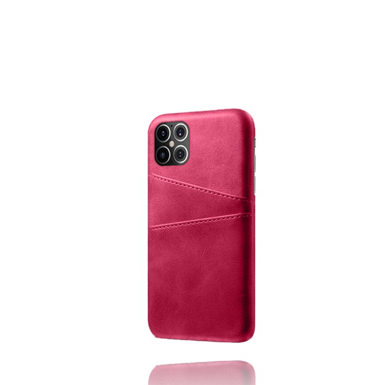 KSQ PU Leather Coated PC Shell with Double Card Slots for iPhone 12 Pro Max 6.7 inch - Rose-5