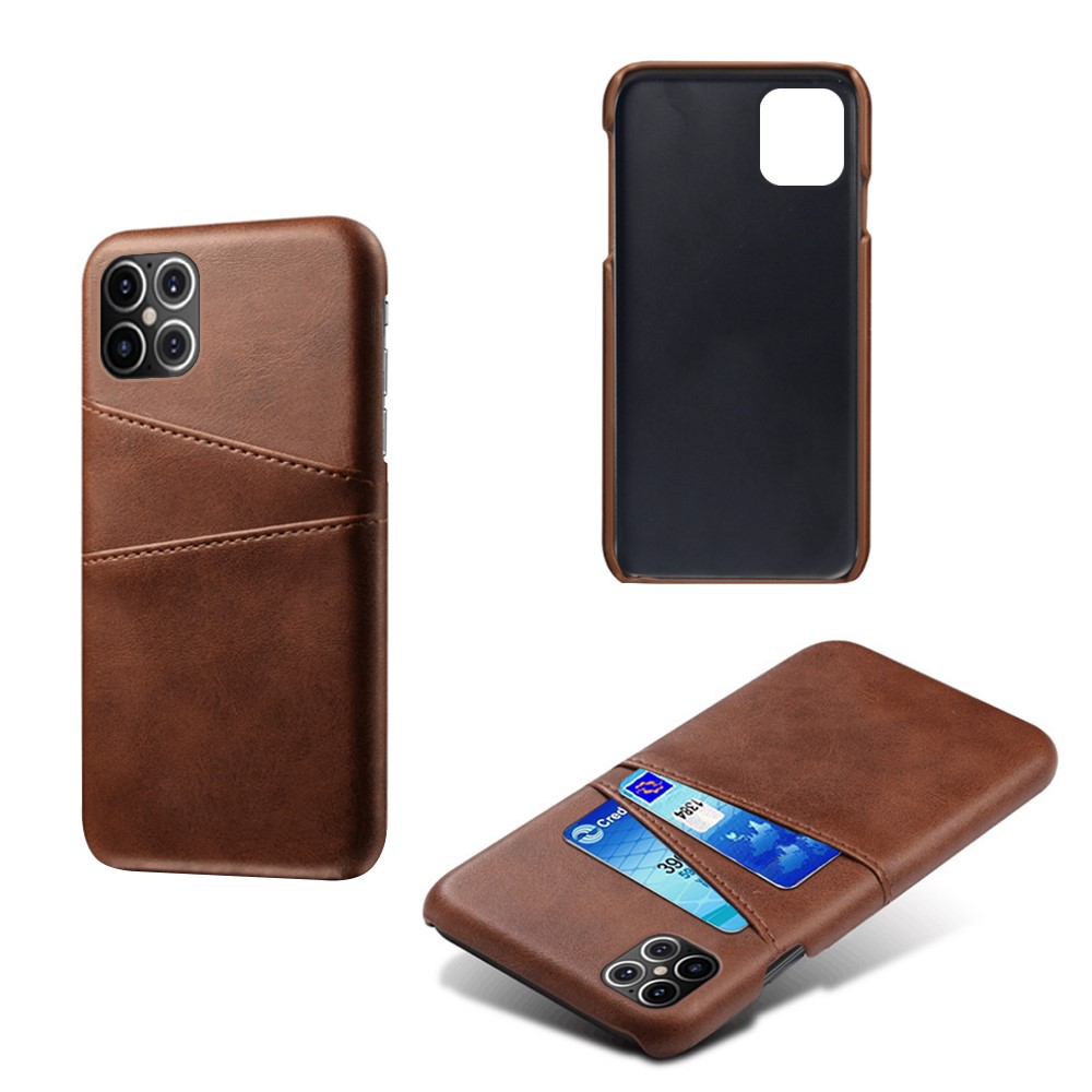 KSQ PU Leather Coated PC Shell with Double Card Slots for iPhone 12 Pro Max 6.7 inch - Coffee-2