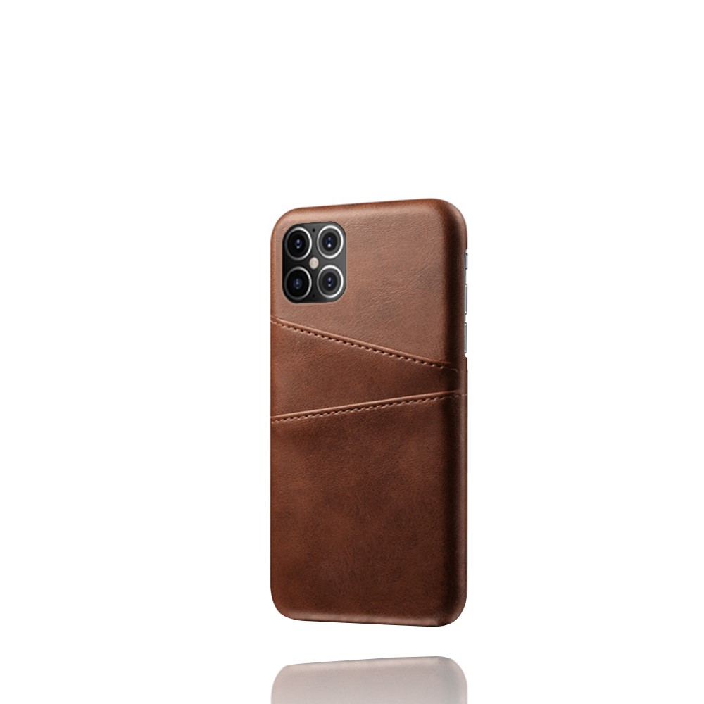 KSQ PU Leather Coated PC Shell with Double Card Slots for iPhone 12 Pro Max 6.7 inch - Coffee-5