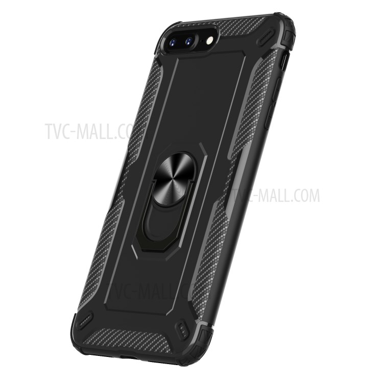 Finger Ring Kickstand Shock-resistant TPU Protective Cover for iPhone 8 Plus/7 Plus 5.5 inch - Black-2