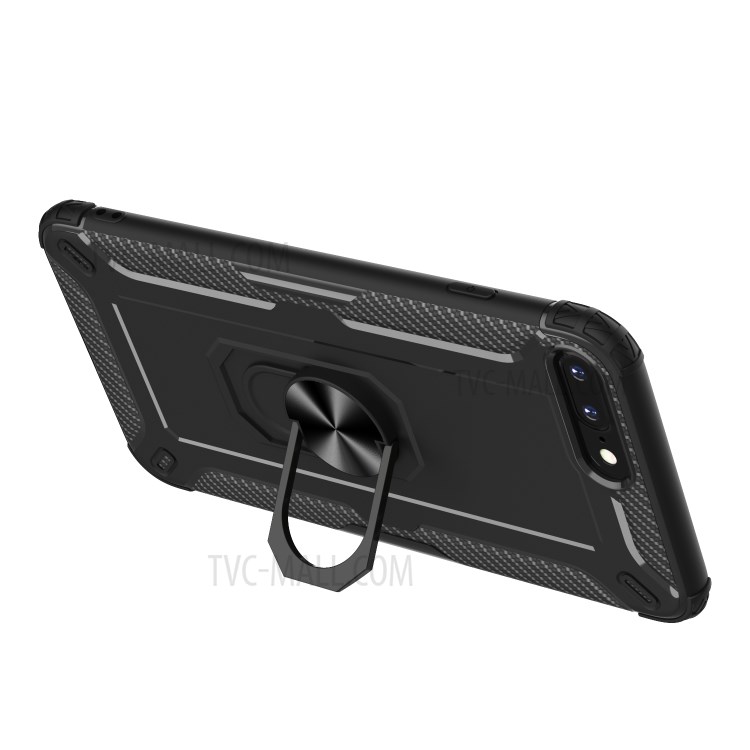 Finger Ring Kickstand Shock-resistant TPU Protective Cover for iPhone 8 Plus/7 Plus 5.5 inch - Black-4