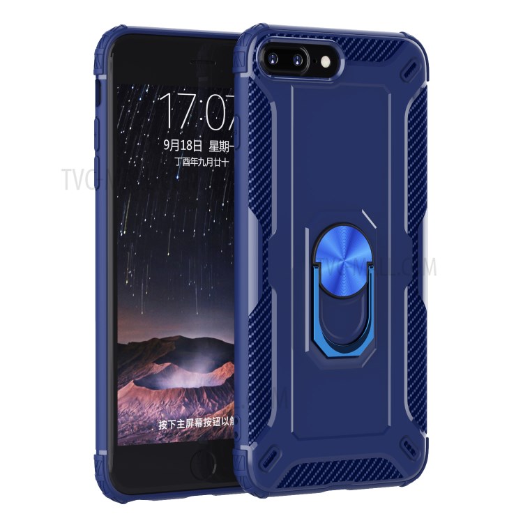 Finger Ring Kickstand Shock-resistant TPU Protective Cover for iPhone 8 Plus/7 Plus 5.5 inch - Blue-1