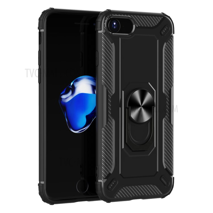 Kickstand Finger Ring TPU Case for iPhone 7/8/SE (2nd Generation) - Black-1