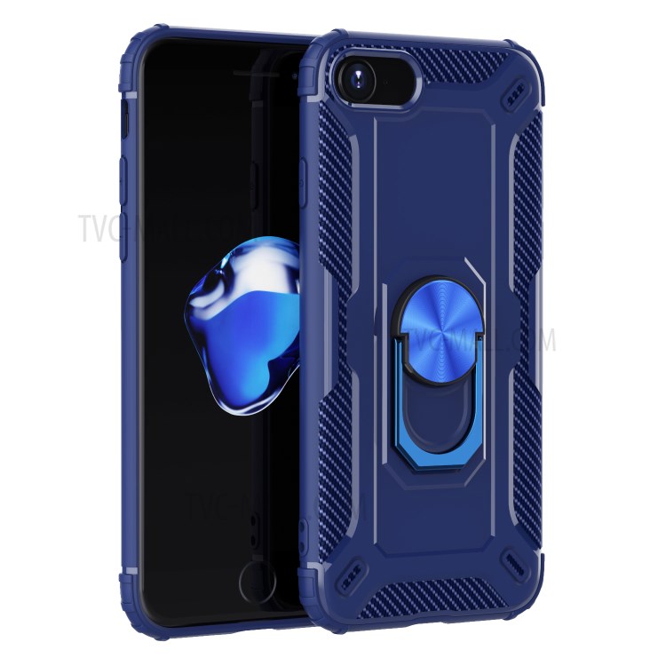 Kickstand Finger Ring TPU Case for iPhone 7/8/SE (2nd Generation) - Blue-1