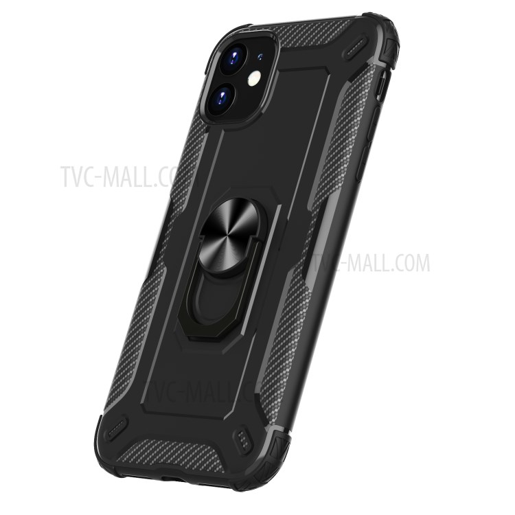 Finger Ring Kickstand Shock-resistant TPU Protective Phone Cover for iPhone 11 6.1-inch - Black-2