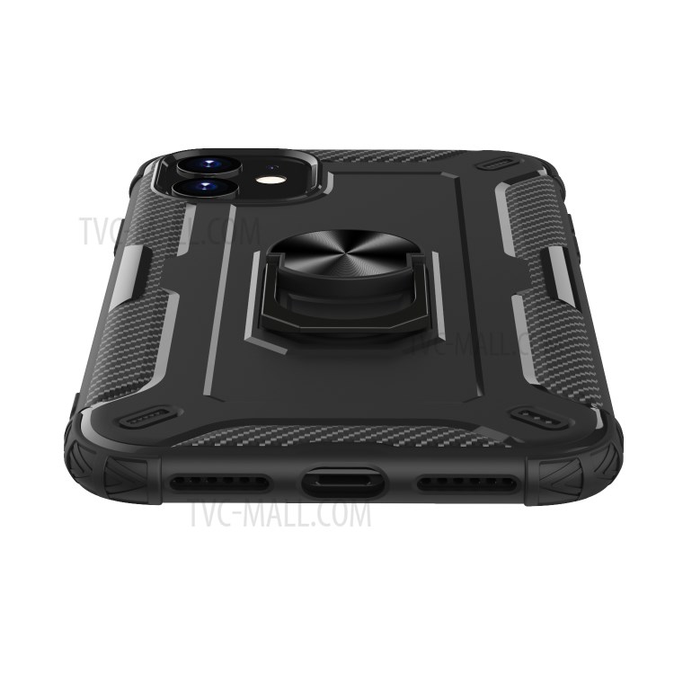 Finger Ring Kickstand Shock-resistant TPU Protective Phone Cover for iPhone 11 6.1-inch - Black-3