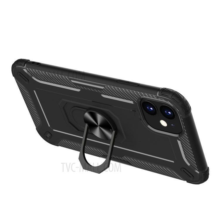Finger Ring Kickstand Shock-resistant TPU Protective Phone Cover for iPhone 11 6.1-inch - Black-4