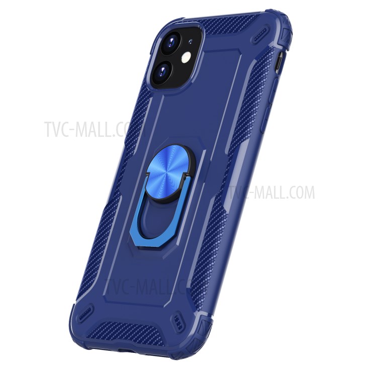 Finger Ring Kickstand Shock-resistant TPU Protective Phone Cover for iPhone 11 6.1-inch - Blue-2