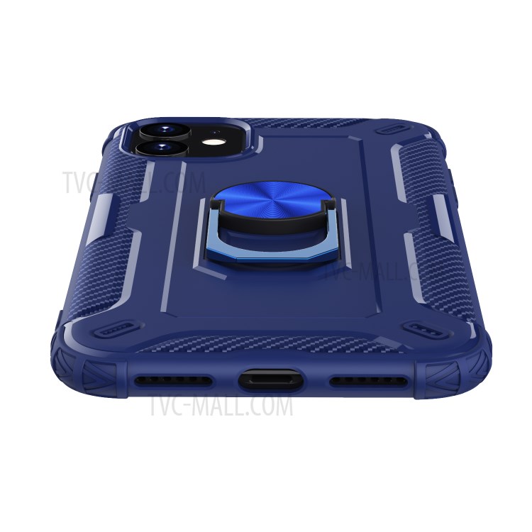 Finger Ring Kickstand Shock-resistant TPU Protective Phone Cover for iPhone 11 6.1-inch - Blue-3