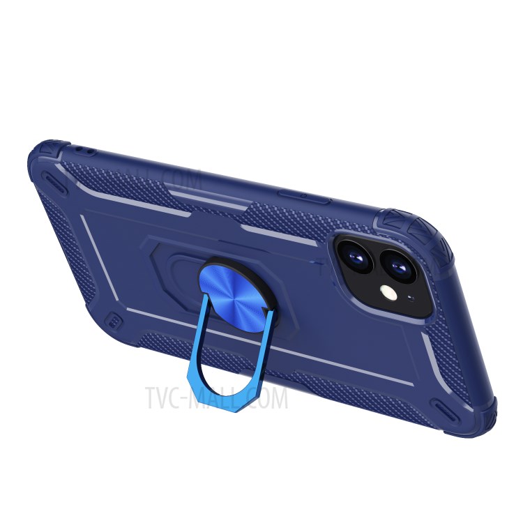 Finger Ring Kickstand Shock-resistant TPU Protective Phone Cover for iPhone 11 6.1-inch - Blue-4
