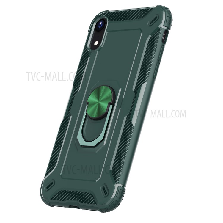 Finger Ring Kickstand Shock-resistant TPU Protective Phone Cover for iPhone XR 6.1-inch - Green-2