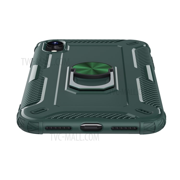 Finger Ring Kickstand Shock-resistant TPU Protective Phone Cover for iPhone XR 6.1-inch - Green-3