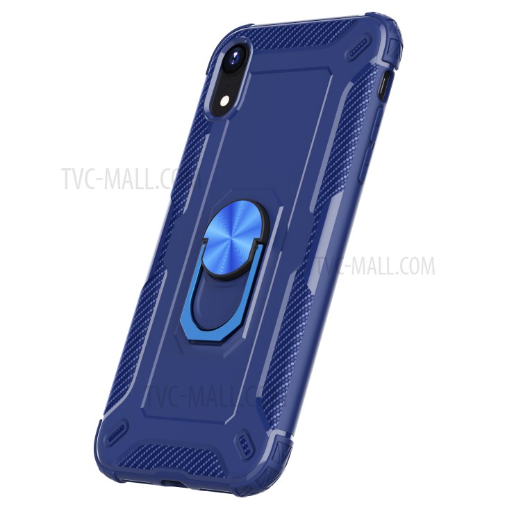 Finger Ring Kickstand Shock-resistant TPU Protective Phone Cover for iPhone XR 6.1-inch - Blue-2
