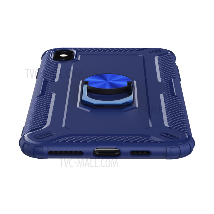 Kickstand Finger Ring TPU Protective Phone Case for iPhone XS/X 5.8-inch - Blue-3