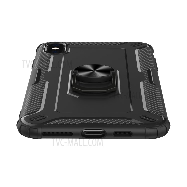 Finger Ring Kickstand Shock-resistant TPU Protective Phone Cover for iPhone XS Max 6.5-inch - Black-3