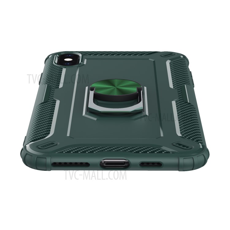 Finger Ring Kickstand Shock-resistant TPU Protective Phone Cover for iPhone XS Max 6.5-inch - Green-3