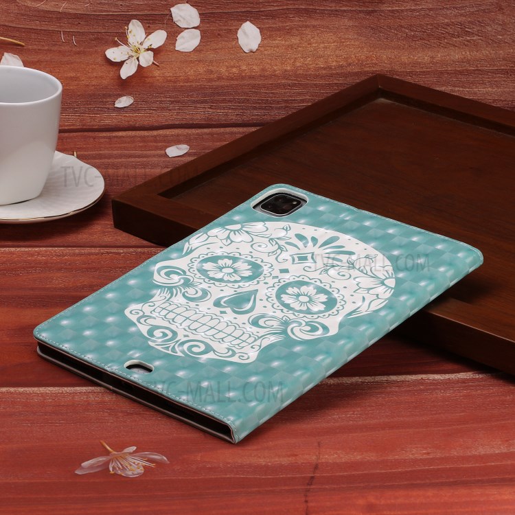 Light Spot Decor Pattern Printing Stand Leather Tablet Case for iPad Pro 11-inch (2020)/(2018) - Skull-10