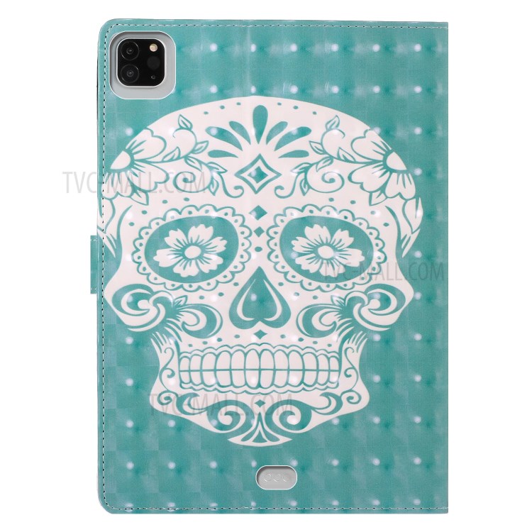 Light Spot Decor Pattern Printing Stand Leather Tablet Case for iPad Pro 11-inch (2020)/(2018) - Skull-3