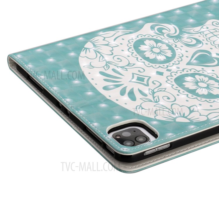 Light Spot Decor Pattern Printing Stand Leather Tablet Case for iPad Pro 11-inch (2020)/(2018) - Skull-5
