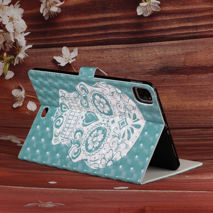 Light Spot Decor Pattern Printing Stand Leather Tablet Case for iPad Pro 11-inch (2020)/(2018) - Skull-8