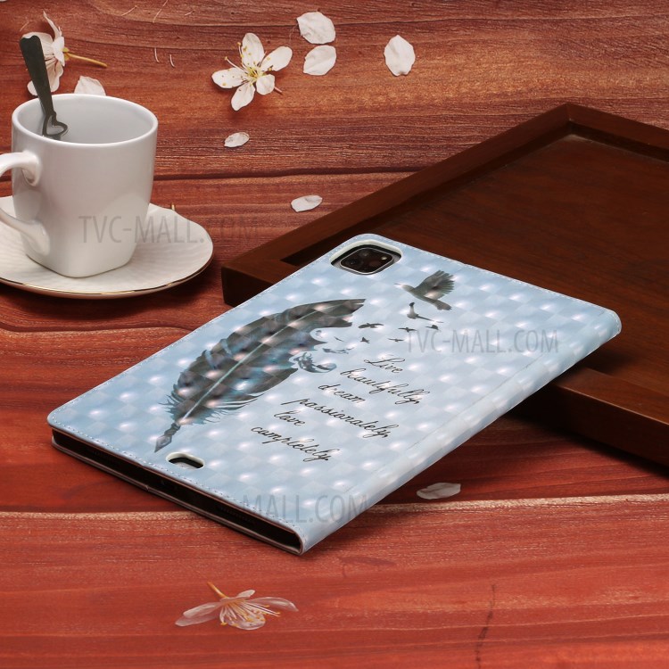 Light Spot Decor Pattern Printing Stand Leather Tablet Case for iPad Pro 11-inch (2020)/(2018) - Feather/Birds-10