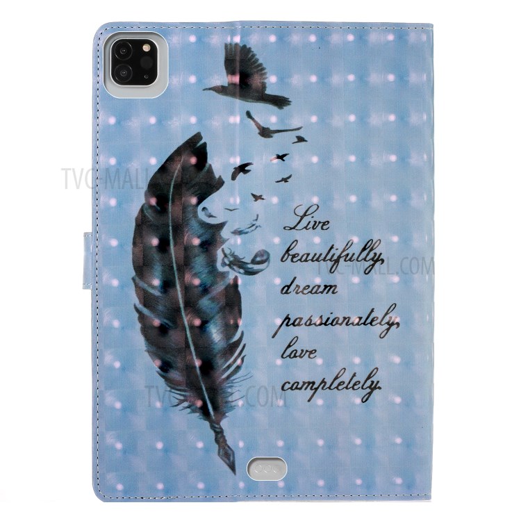 Light Spot Decor Pattern Printing Stand Leather Tablet Case for iPad Pro 11-inch (2020)/(2018) - Feather/Birds-3