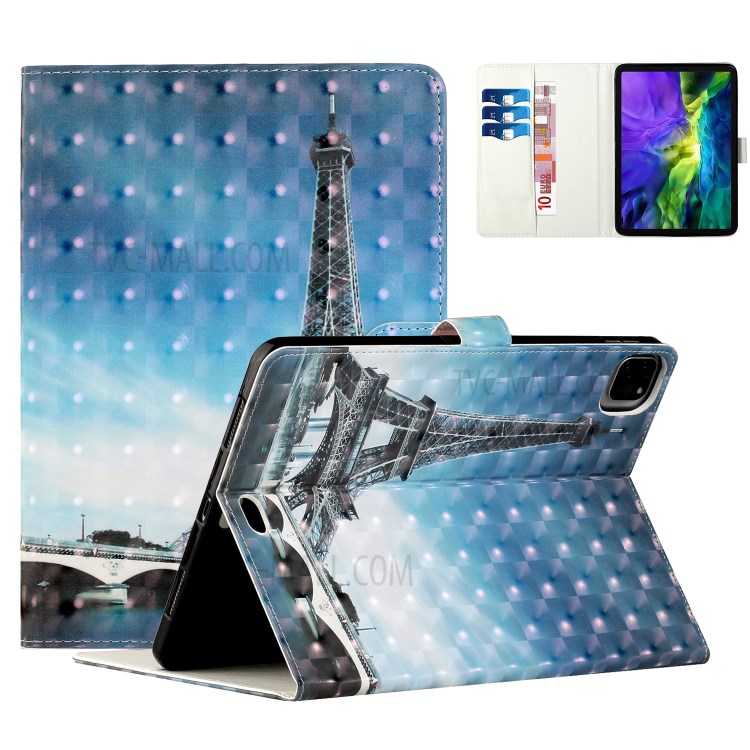 Light Spot Decor Pattern Printing Stand Leather Tablet Case for iPad Pro 11-inch (2020)/(2018) - Tower-1