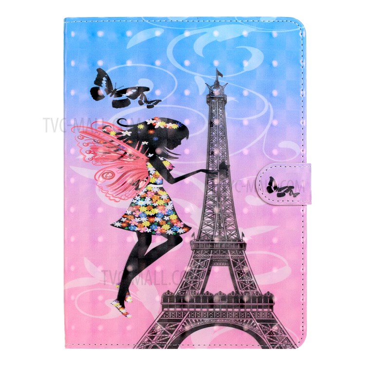 Light Spot Decor Pattern Printing Stand Leather Tablet Case for iPad Pro 11-inch (2020)/(2018) - Girl/Tower-2