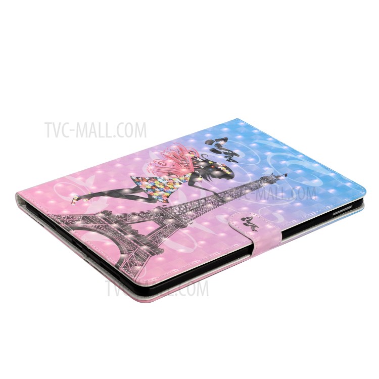 Light Spot Decor Pattern Printing Stand Leather Tablet Case for iPad Pro 11-inch (2020)/(2018) - Girl/Tower-6