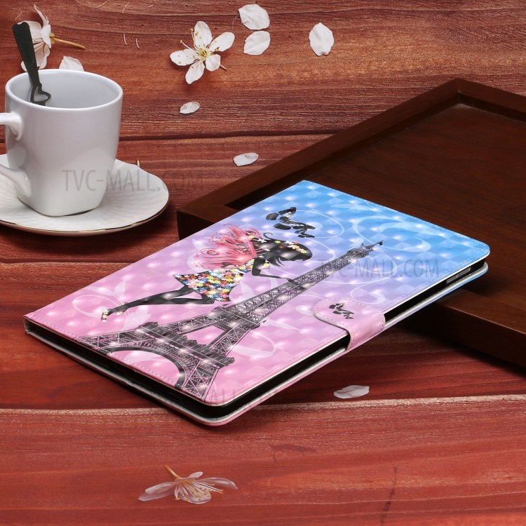 Light Spot Decor Pattern Printing Stand Leather Tablet Case for iPad Pro 11-inch (2020)/(2018) - Girl/Tower-9