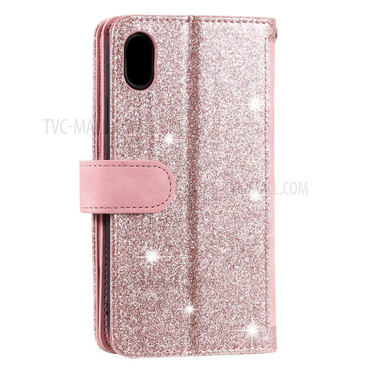 Zipper Wallet with 9 Card Slots Leather Phone for Apple iPhone XS Max 6.5 inch - Pink-7
