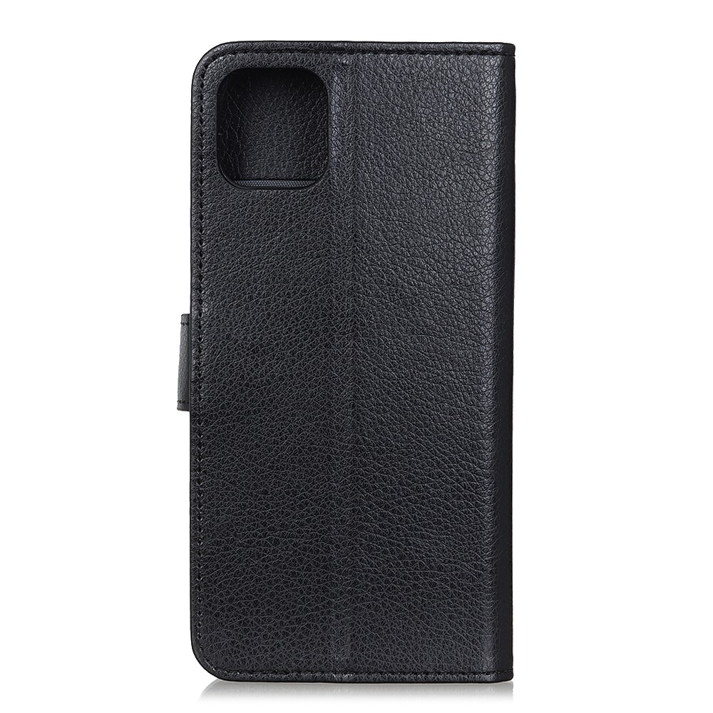 Para Iphone 12 Pro/12 Caja Protectora de Cuero de la Billetera de Textura de la Piel Resistente a la Piel Antideslizante - Negro