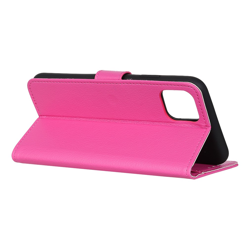 Für Iphone 12 Pro/12 Anti-staub-schock-resistente Litchi-hauttextur-brieftasche Leder-schutzhülle - Rose-3