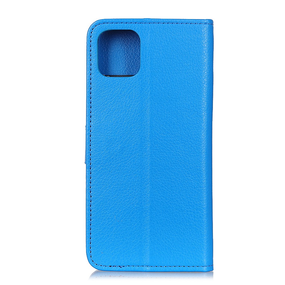 Litchi Skin Texture Wallet Leather Stand Protective Case for iPhone 12 Pro/12 Max 6.1 inch - Blue-2