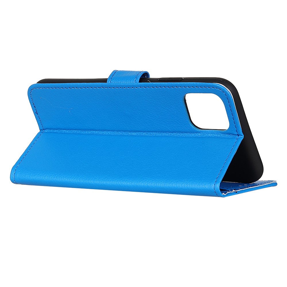 Litchi Skin Texture Wallet Leather Stand Protective Case for iPhone 12 Pro/12 Max 6.1 inch - Blue-3