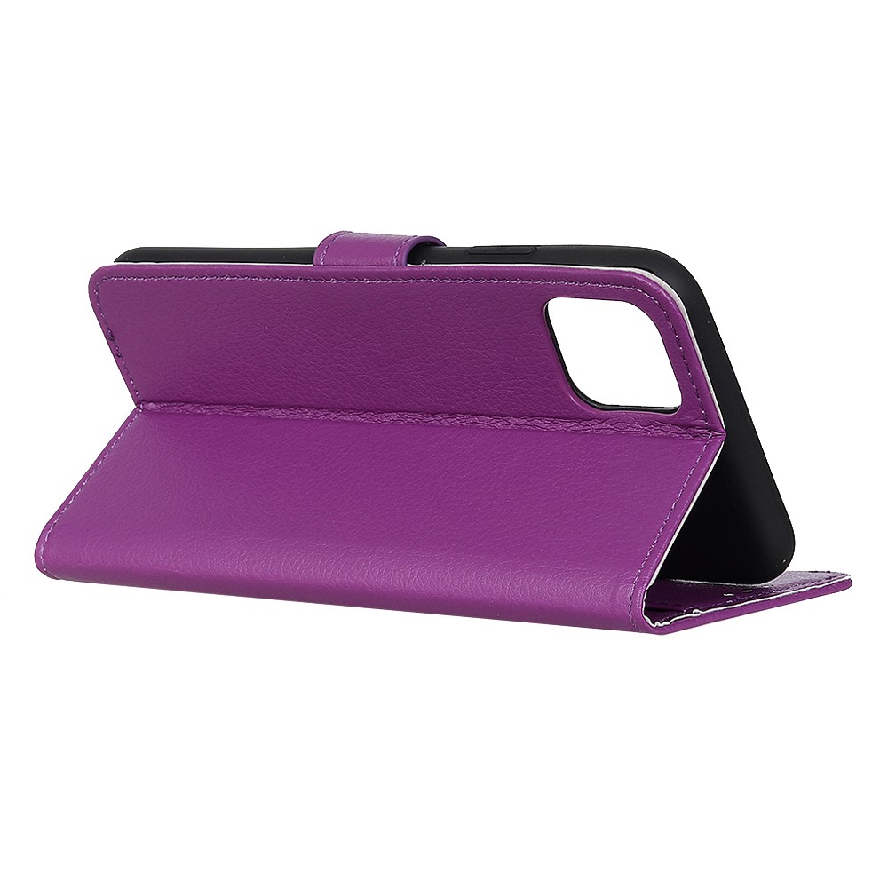 Litchi Skin Texture Wallet Leather Stand Protective Case for iPhone 12 Pro/12 Max 6.1 inch - Purple-2