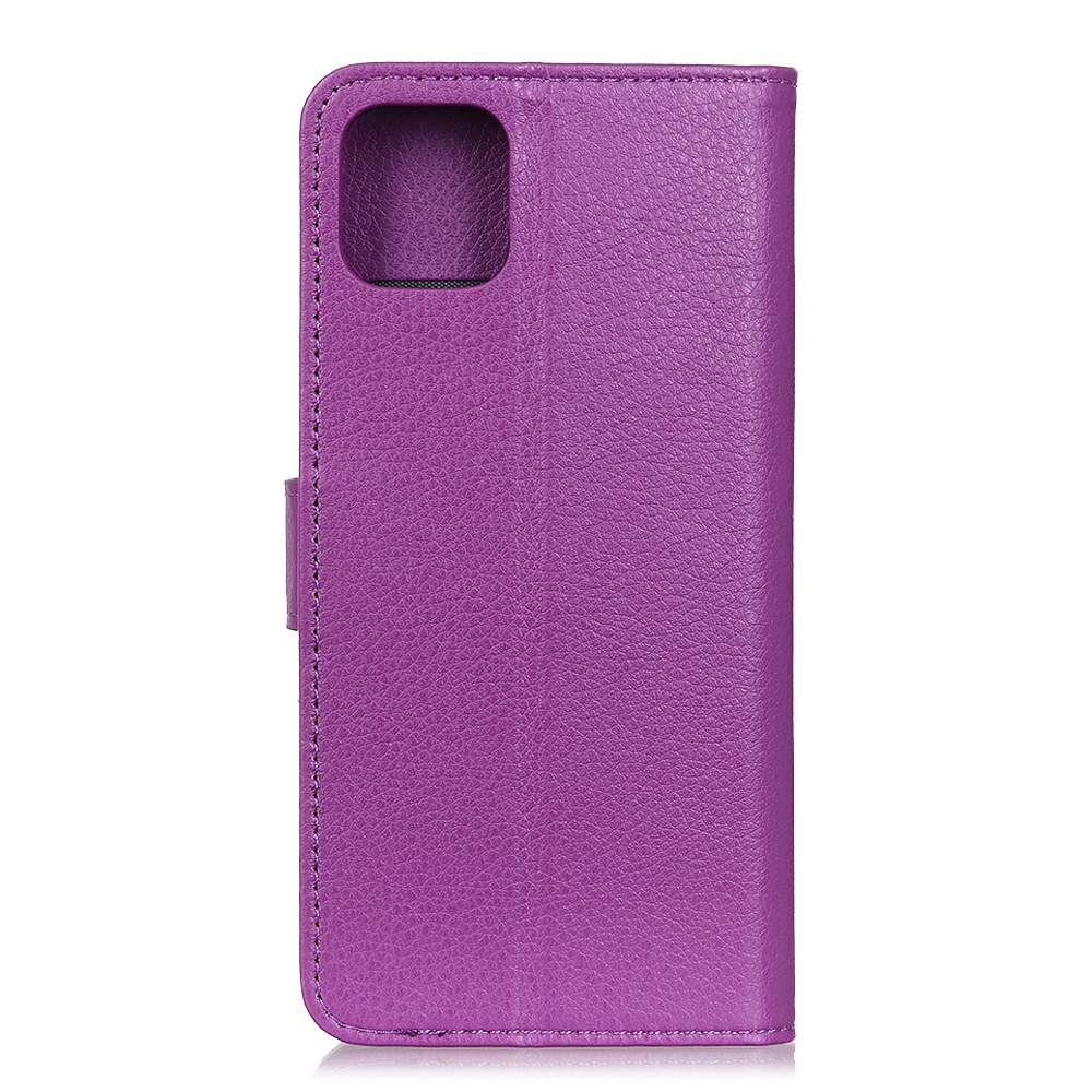 Para Iphone 12 Pro/12 Caja Protectora de Cuero de la Billetera de Textura de la Piel Resistente a la Piel Antideslizante - Violeta-3