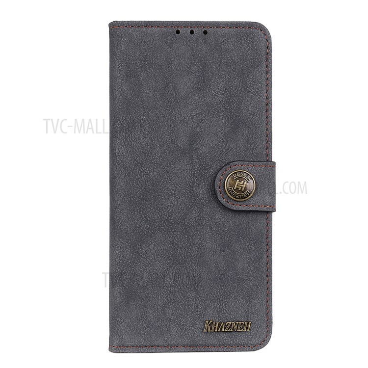 KHAZNEH Vintage Style Leather Wallet Stand Phone Shell for iPhone 12 Pro Max 6.7 inch - Black-2