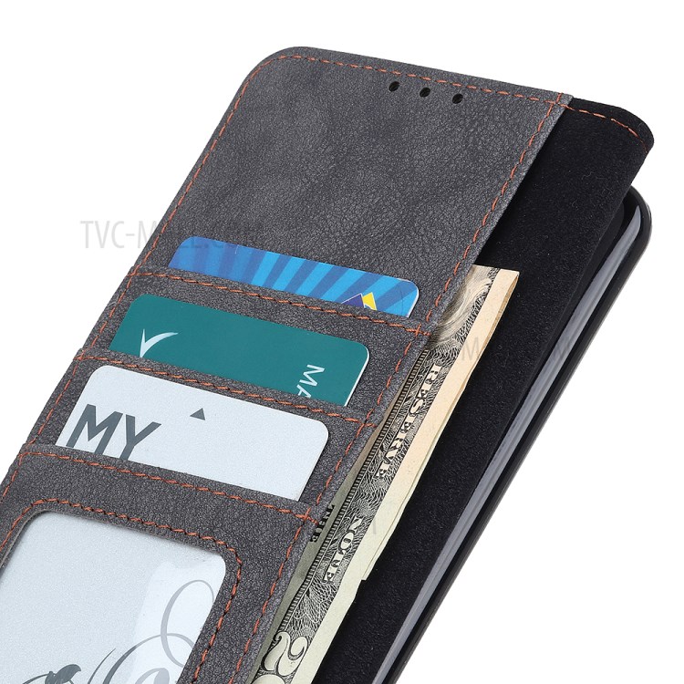 KHAZNEH Vintage Style Leather Wallet Stand Phone Shell for iPhone 12 Pro Max 6.7 inch - Black-9