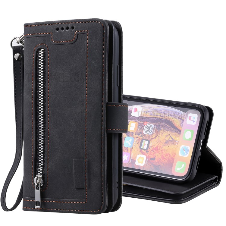 Zipper Pocket 9 Card Slots Leather Wallet Stand Phone Case for iPhone XR 6.1 inch - Black-5