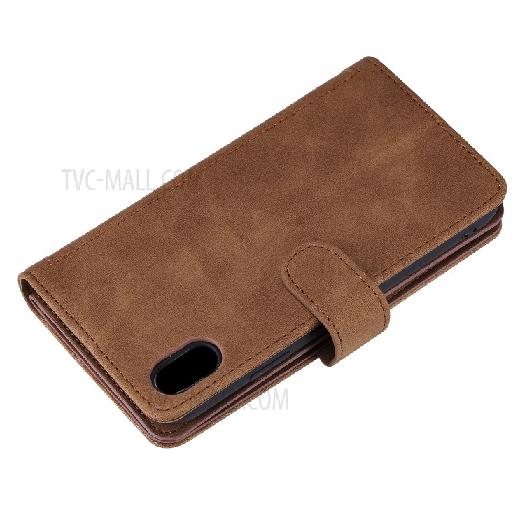 Zipper Pocket 9 Card Slots Leather Wallet Stand Phone Case for iPhone XR 6.1 inch - Brown-6