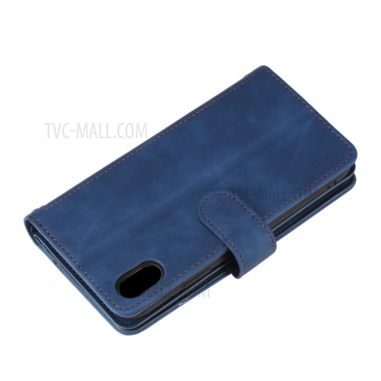 Zipper Pocket 9 Card Slots Leather Wallet Stand Phone Case for iPhone XR 6.1 inch - Blue-3