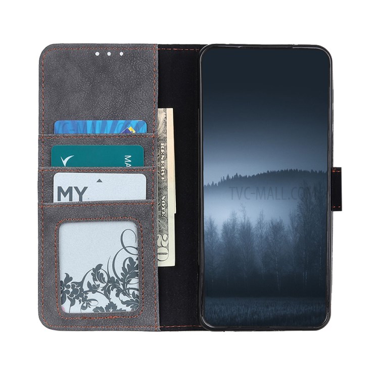 KHAZNEH Vintage Style Leather Wallet Stand Phone Case for iPhone 12 Pro/12 Max 6.1 inch - Black-8