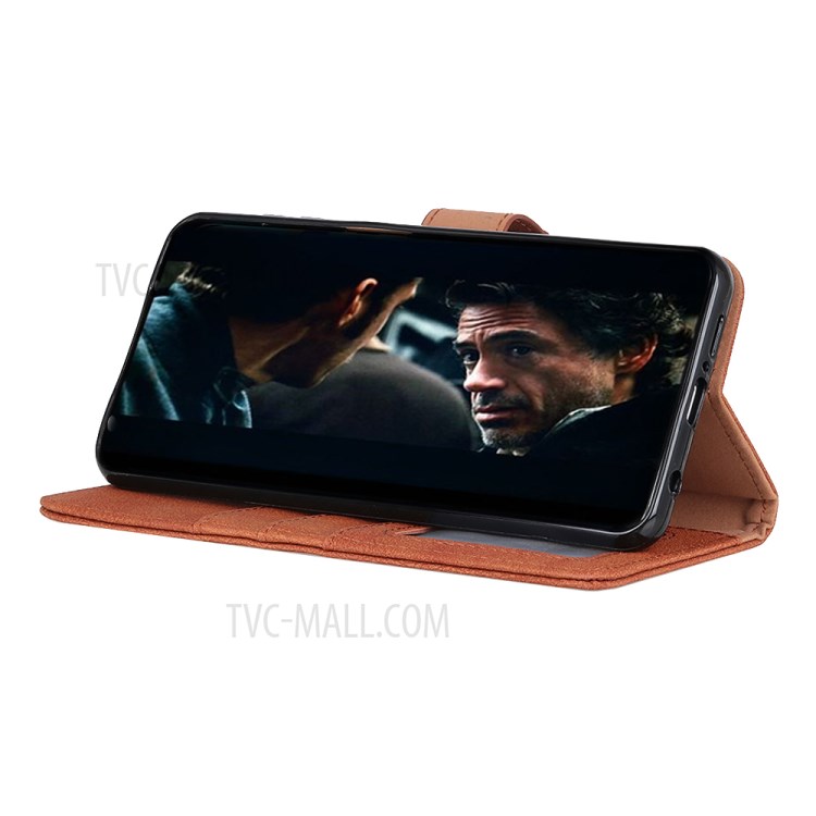 KHAZNEH Vintage Style Leather Wallet Stand Phone Case for iPhone 12 Pro/12 Max 6.1 inch - Brown-7