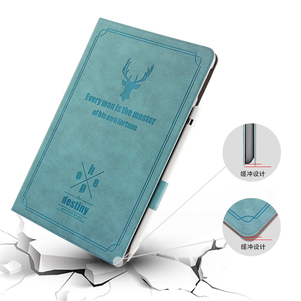 Imprint Deer and Quote PU Leather Stand Case for iPad Air 10.5 (2019) / Pro 10.5-inch (2017) - Blue-7